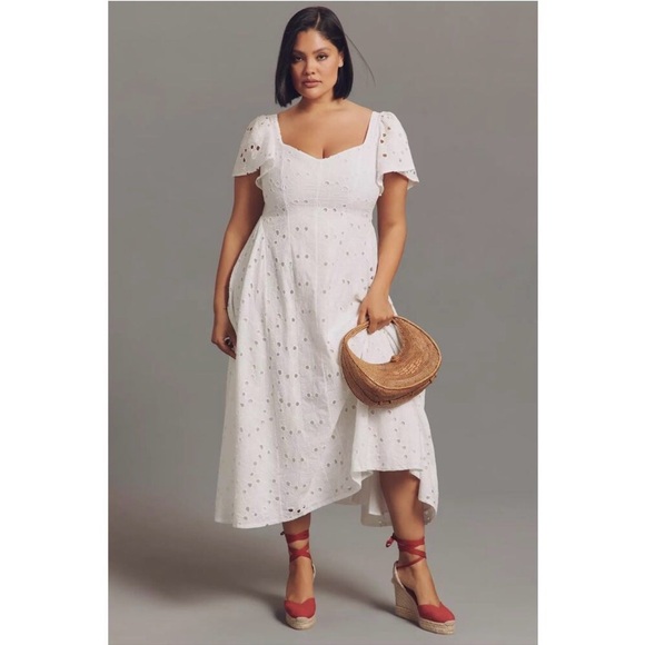 Anthropologie Dresses & Skirts - Anthropologie 2X Extro&Vert Ada Flutter-Sleeve Broderie Midi Dress NWT UK 20 3X